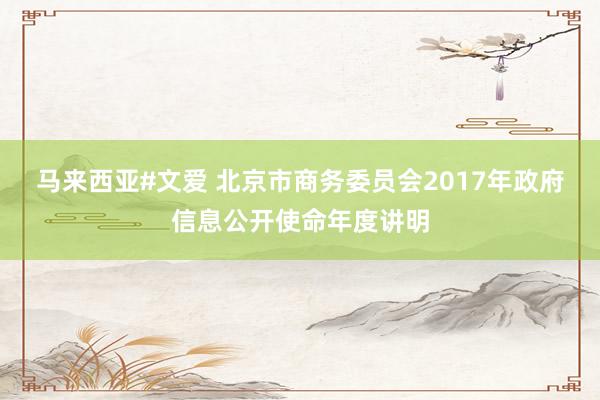 马来西亚#文爱 北京市商务委员会2017年政府信息公开使命年度讲明
