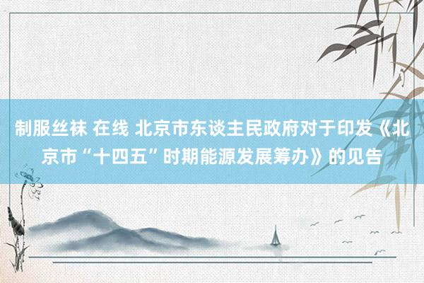 制服丝袜 在线 北京市东谈主民政府对于印发《北京市“十四五”时期能源发展筹办》的见告